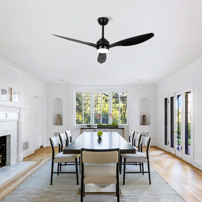 52" Matte Black 3-Blade Ceiling Fan with Light - view 5