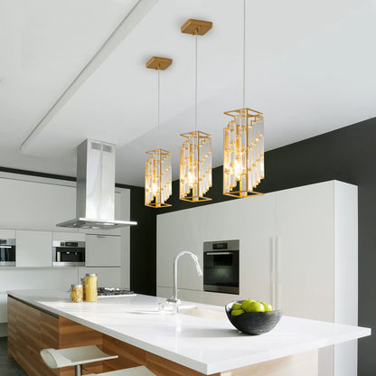 4" Gold Crystal Prism Pendant Light, Set of 3 - view 3