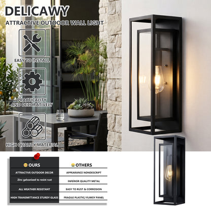 18" Black Outdoor Wall Lantern with Clear Glass, Set of 2 - view 8