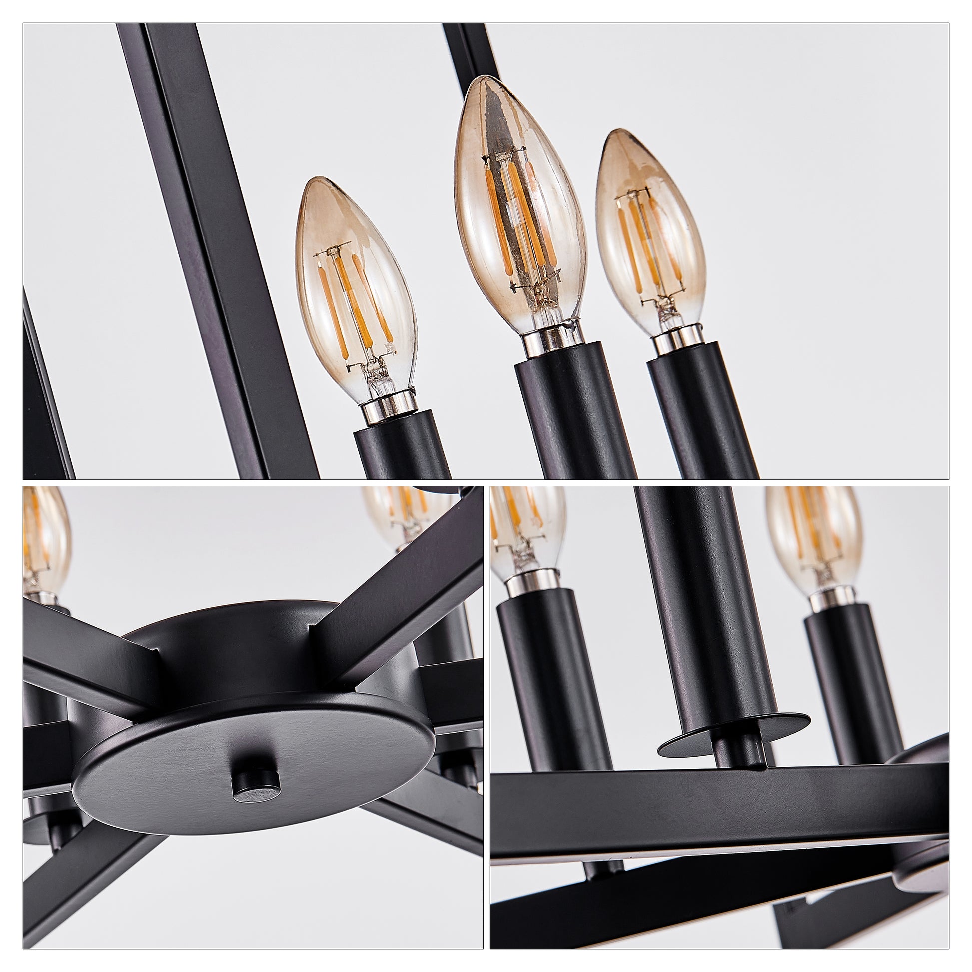 22" 6-Light Black Geometric Chandelier - view 7