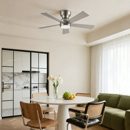 46" Silver 5-Blade Ceiling Fan with LED Light & Remote - view 7
