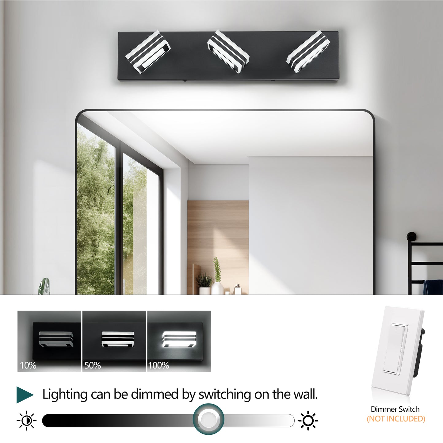 3-Light Matte Black Up & Down LED Vanity Wall Light - view 5