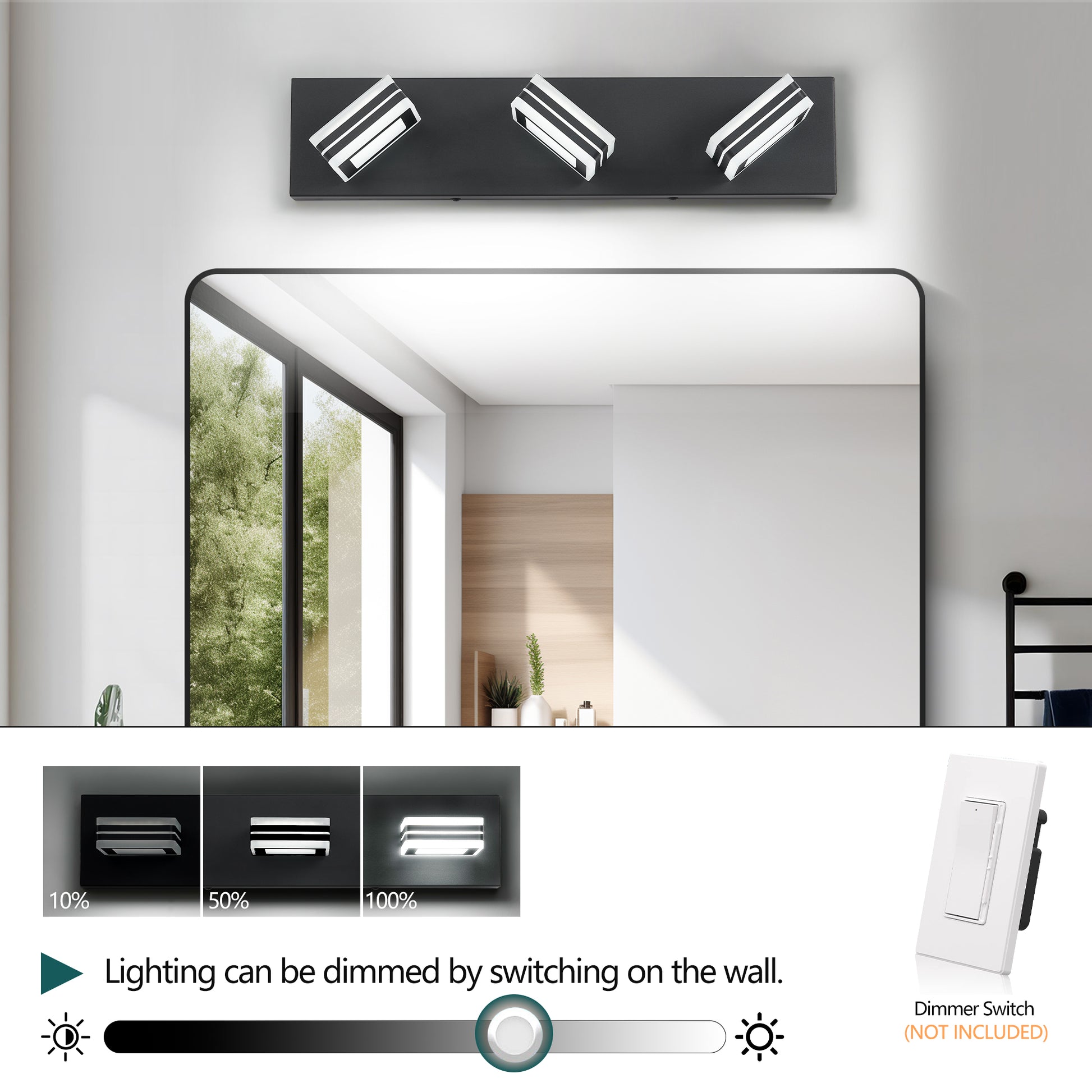 3-Light Matte Black Up & Down LED Vanity Wall Light - view 5