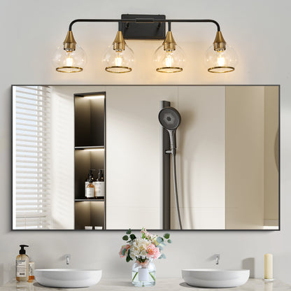 31" 4-Light Black & Gold Vanity Light with Clear Glass - view 4