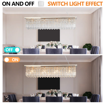 39.4" 8-Light Gold Raindrop Crystal Chandelier - view 6