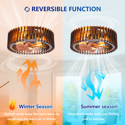 20" Wood Flush Mount Ceiling Fan with Remote - view 10