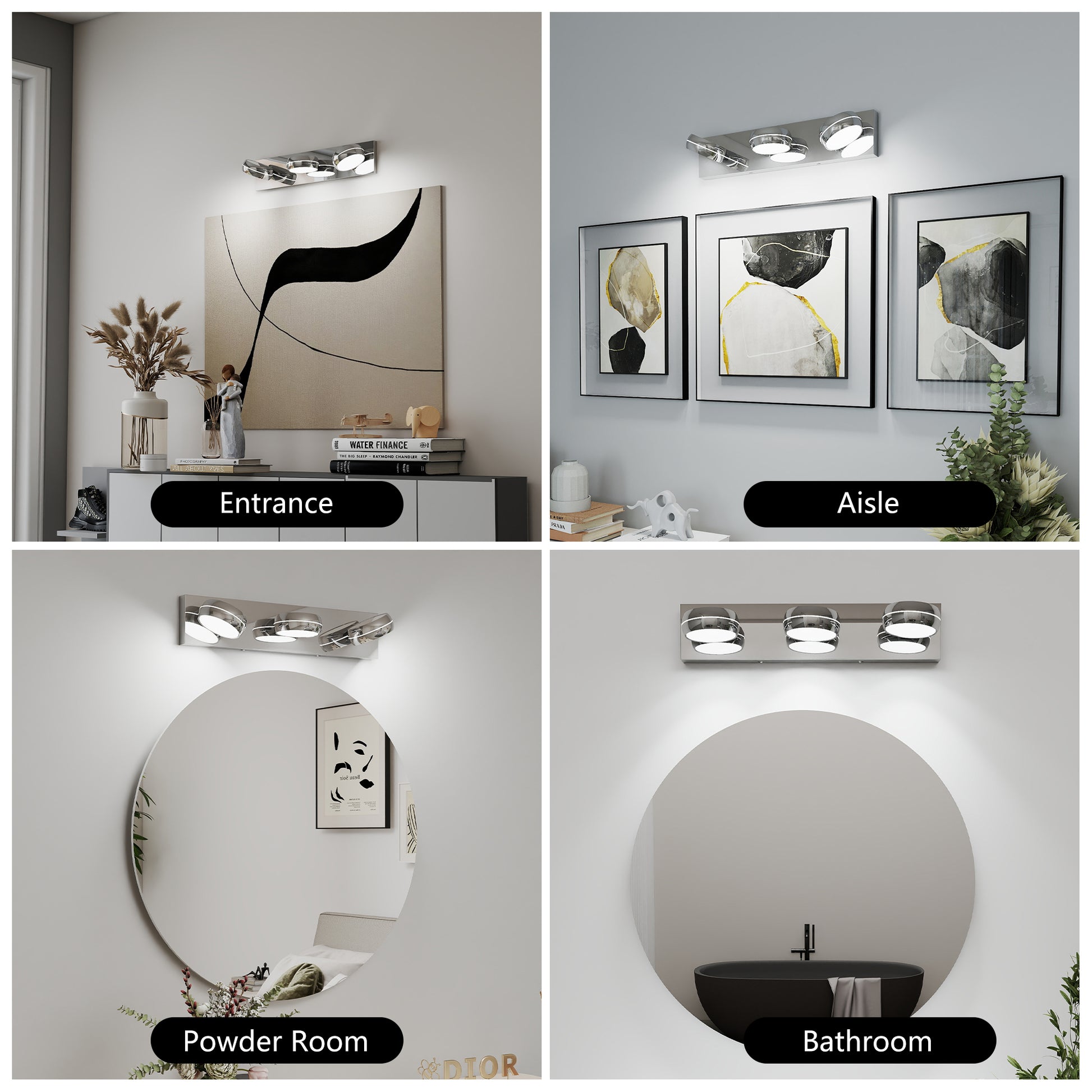 20" 3-Light Chrome LED Vanity Light - view 3