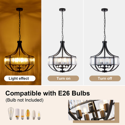 20" 5-Light Black Farmhouse Crystal Chandelier - view 5