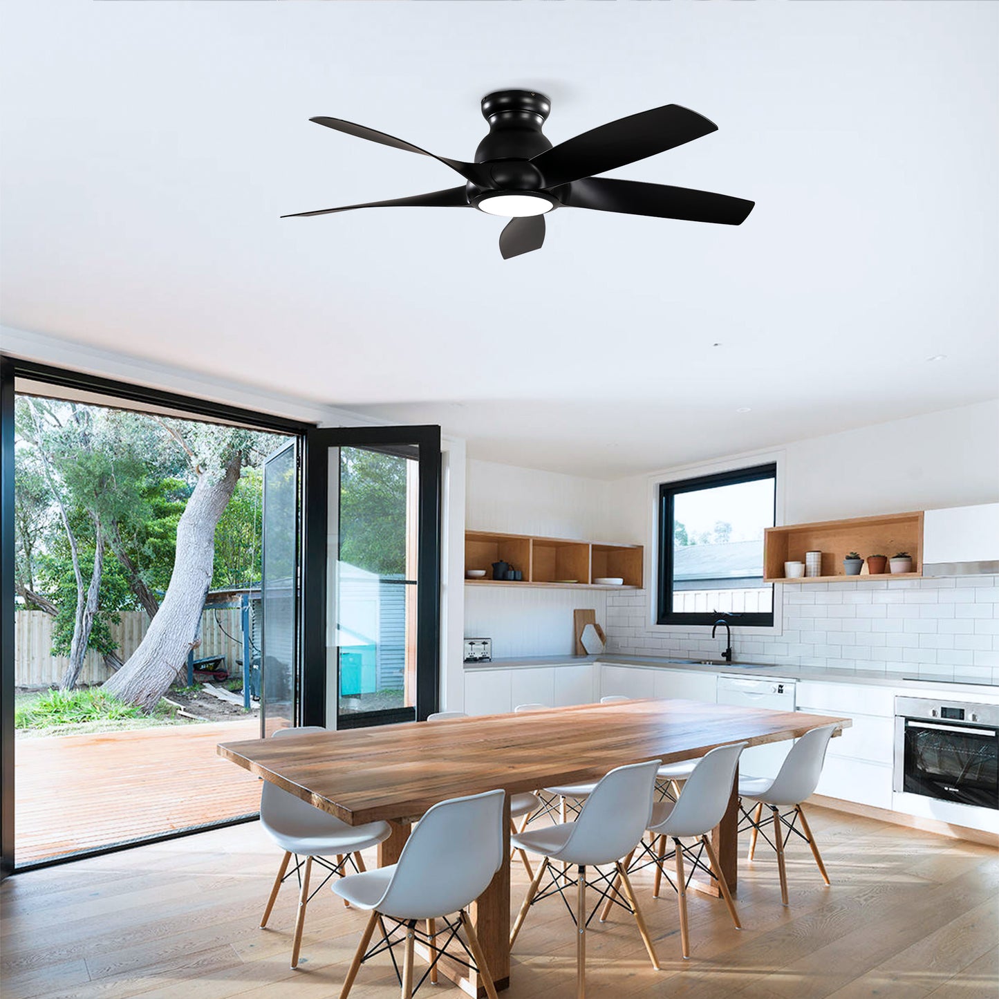 56" Matte Black 5-Blade Ceiling Fan with Remote - view 3
