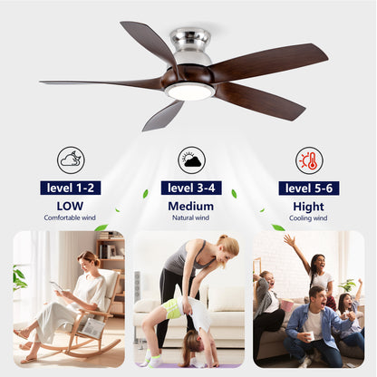 56" Nickel & Wood Ceiling Fan with Remote - view 11