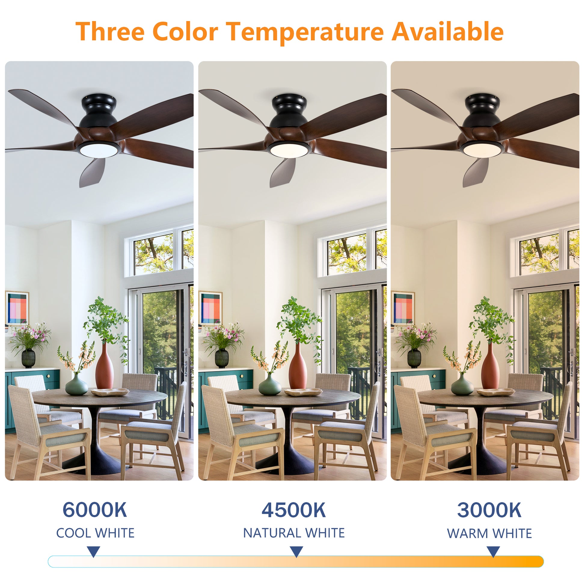 56" Matte Black & Wood Ceiling Fan with Remote - view 9