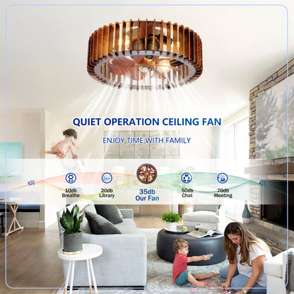 20" Wood Flush Mount Ceiling Fan with Remote - view 10