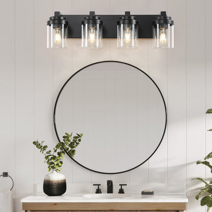 4-Light Matte Black Vanity Light with Clear Glass - view 2