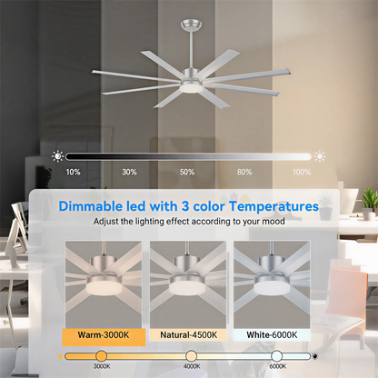72" Silver Industrial Aluminum Ceiling Fan with Remote - view 11