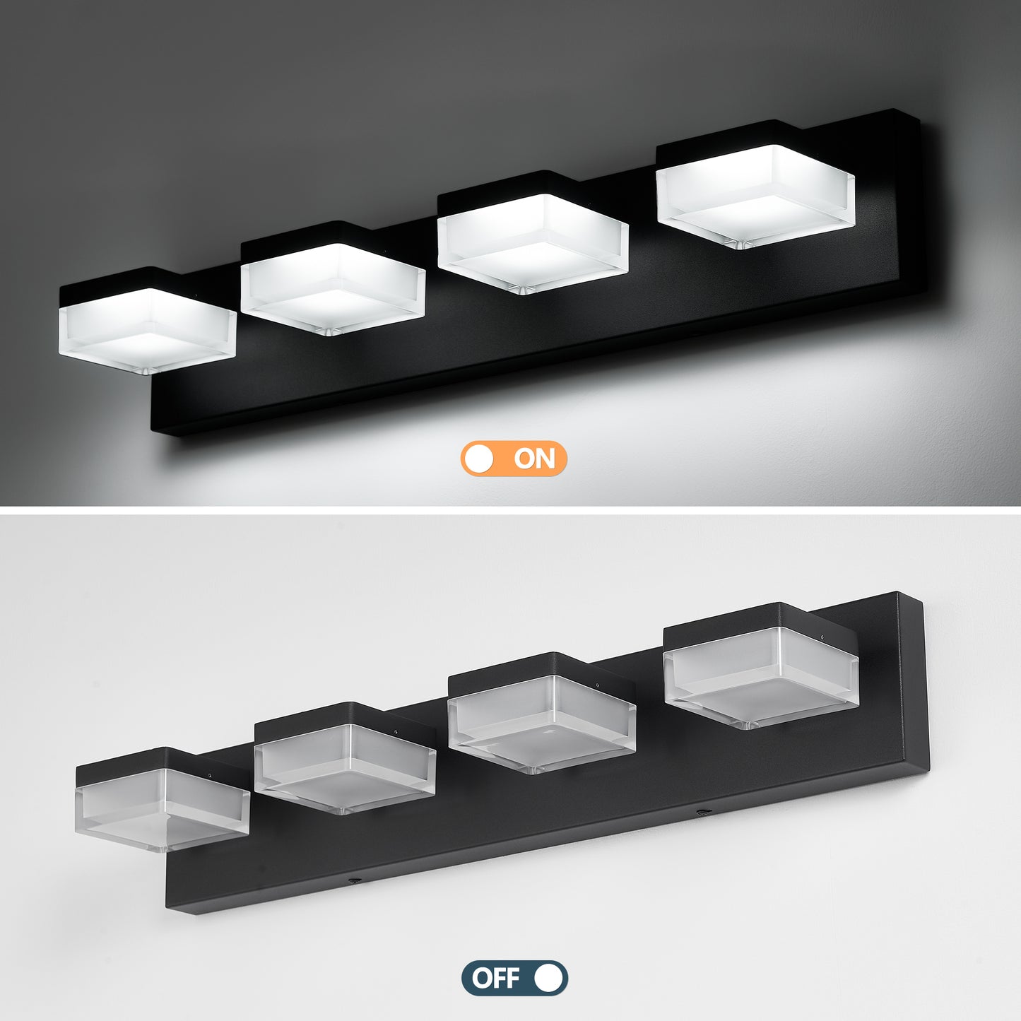 4-Light Matte Black Vanity Light with Dimmable LED - view 6