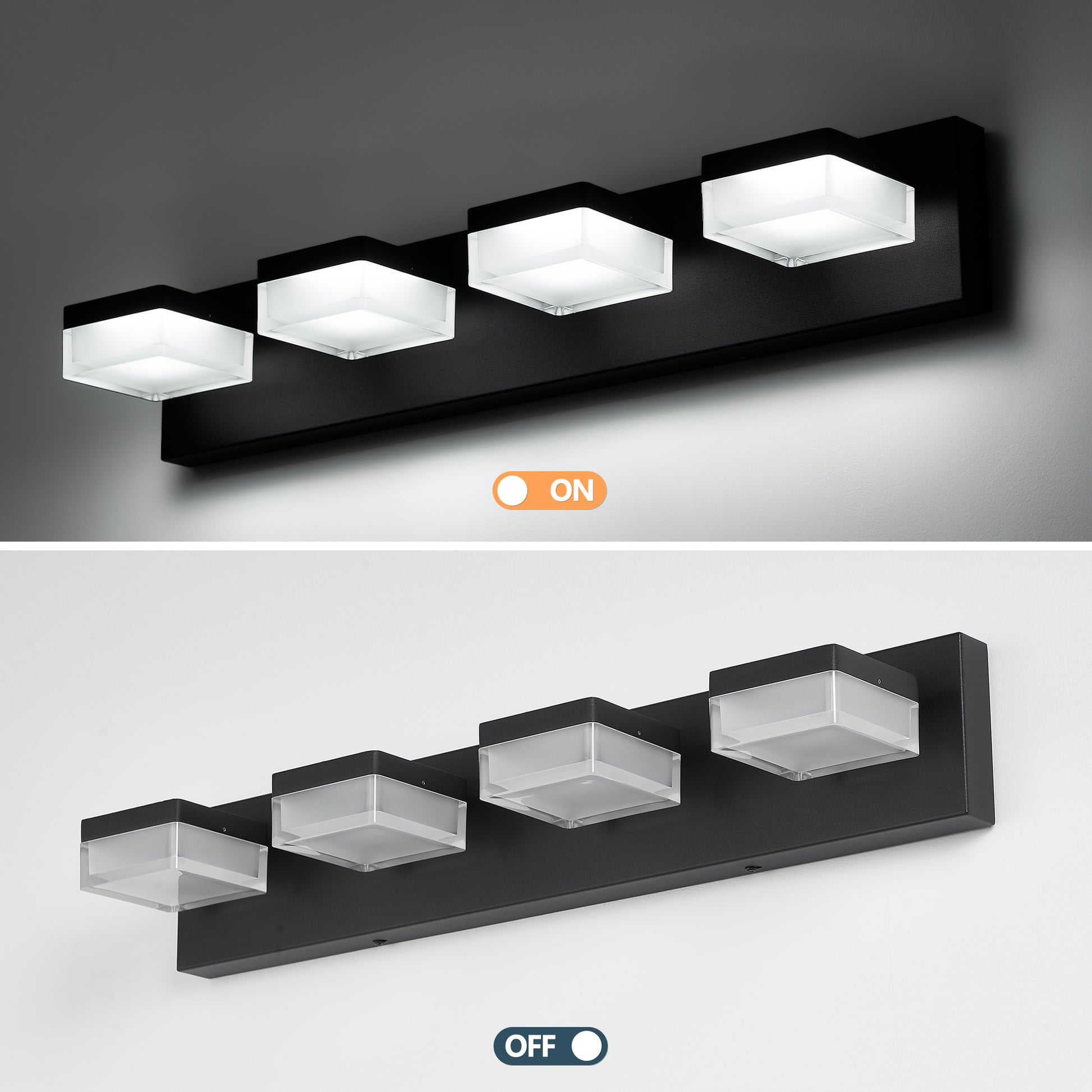 4-Light Matte Black Vanity Light with Dimmable LED - view 6