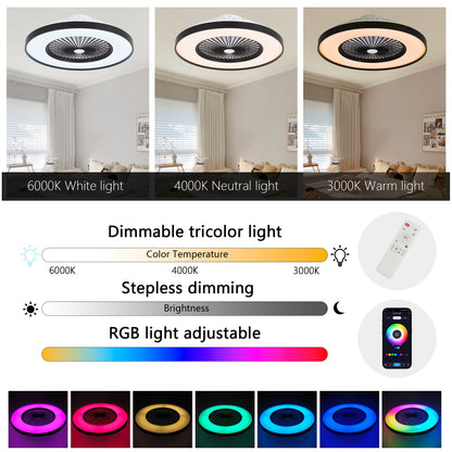 23" Black Smart Ceiling Fan with RGB LED - view 9