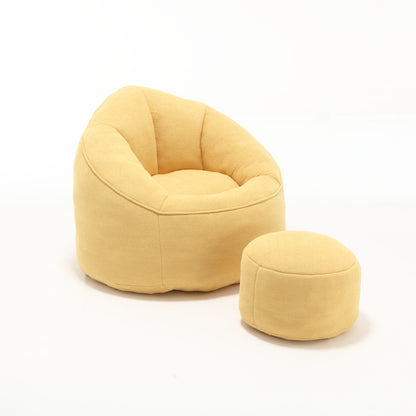 Microfiber Bean Bag Sofa Chair with Footrest – Yellow