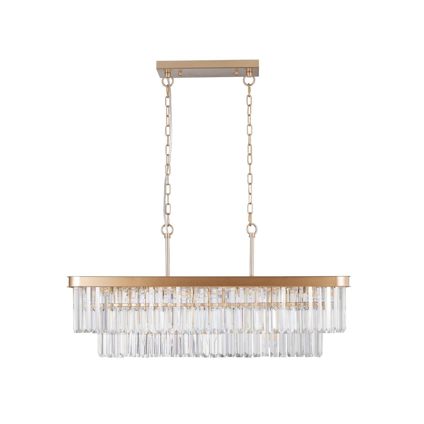 Gold Rectangular Crystal Farmhouse Chandelier - view 10