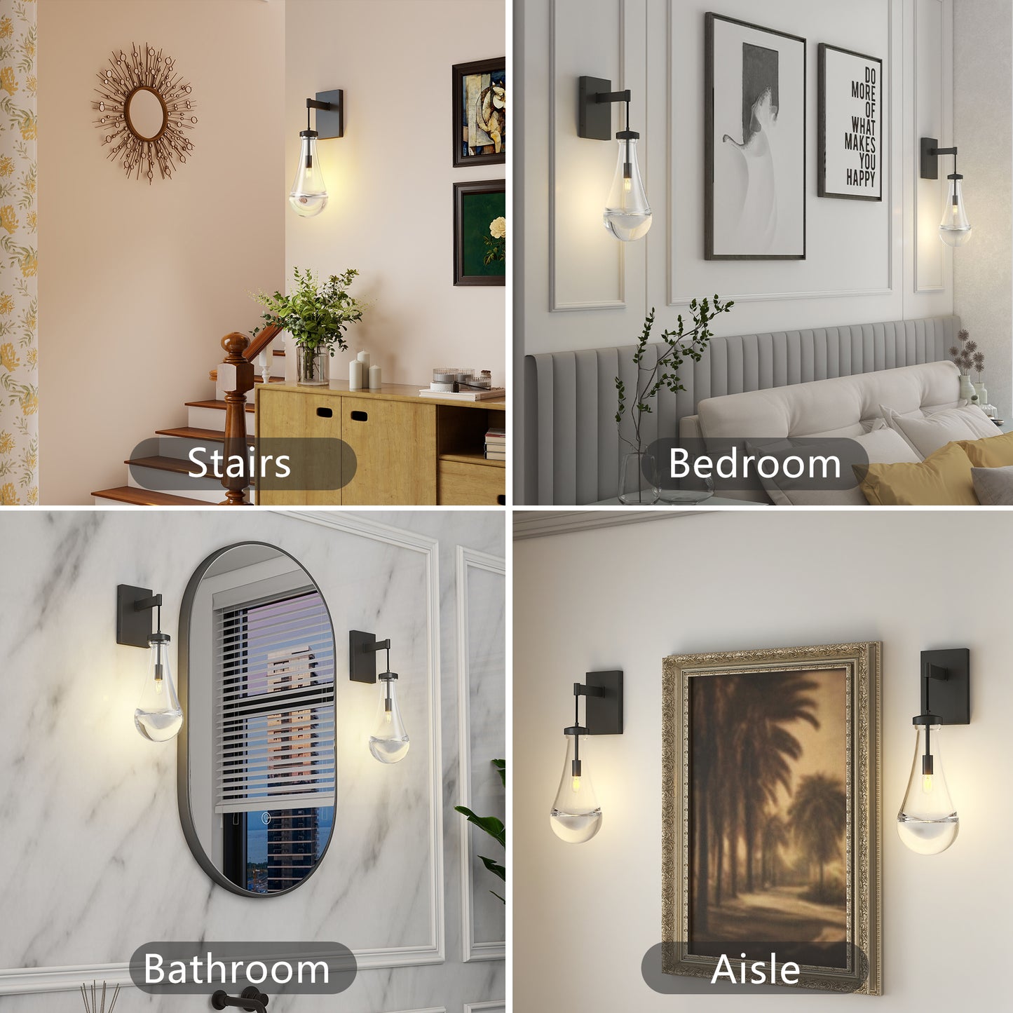 Modern Black Wall Sconce with Clear Glass - view 4