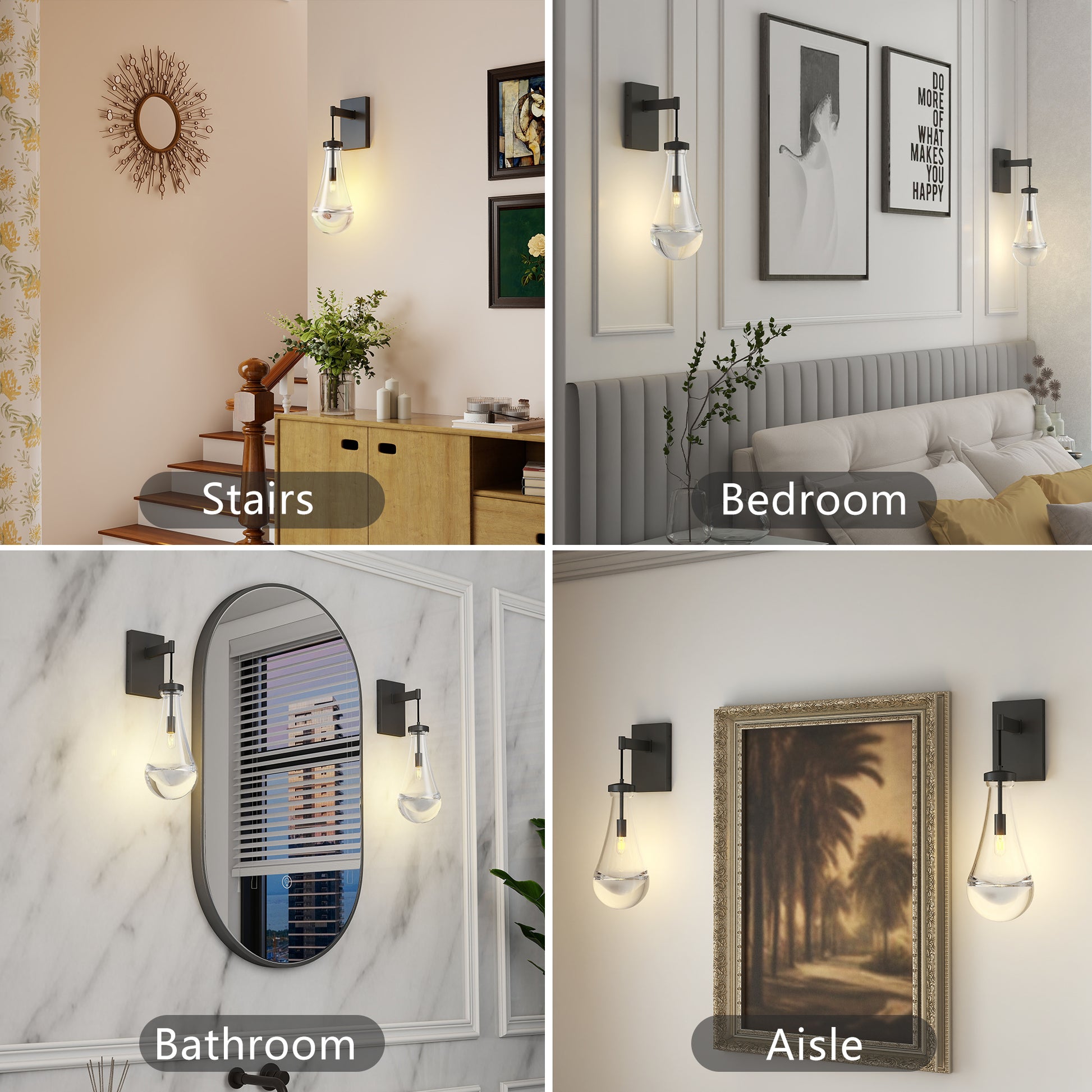Modern Black Wall Sconce with Clear Glass - view 4