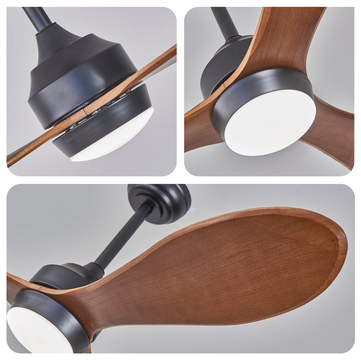 52" Black Reversible Ceiling Fan with Light - view 15