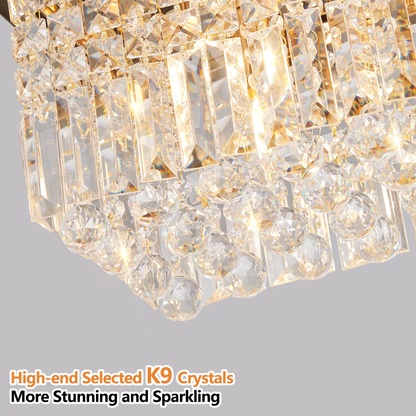 39.4" 8-Light Gold Raindrop Crystal Chandelier - view 7