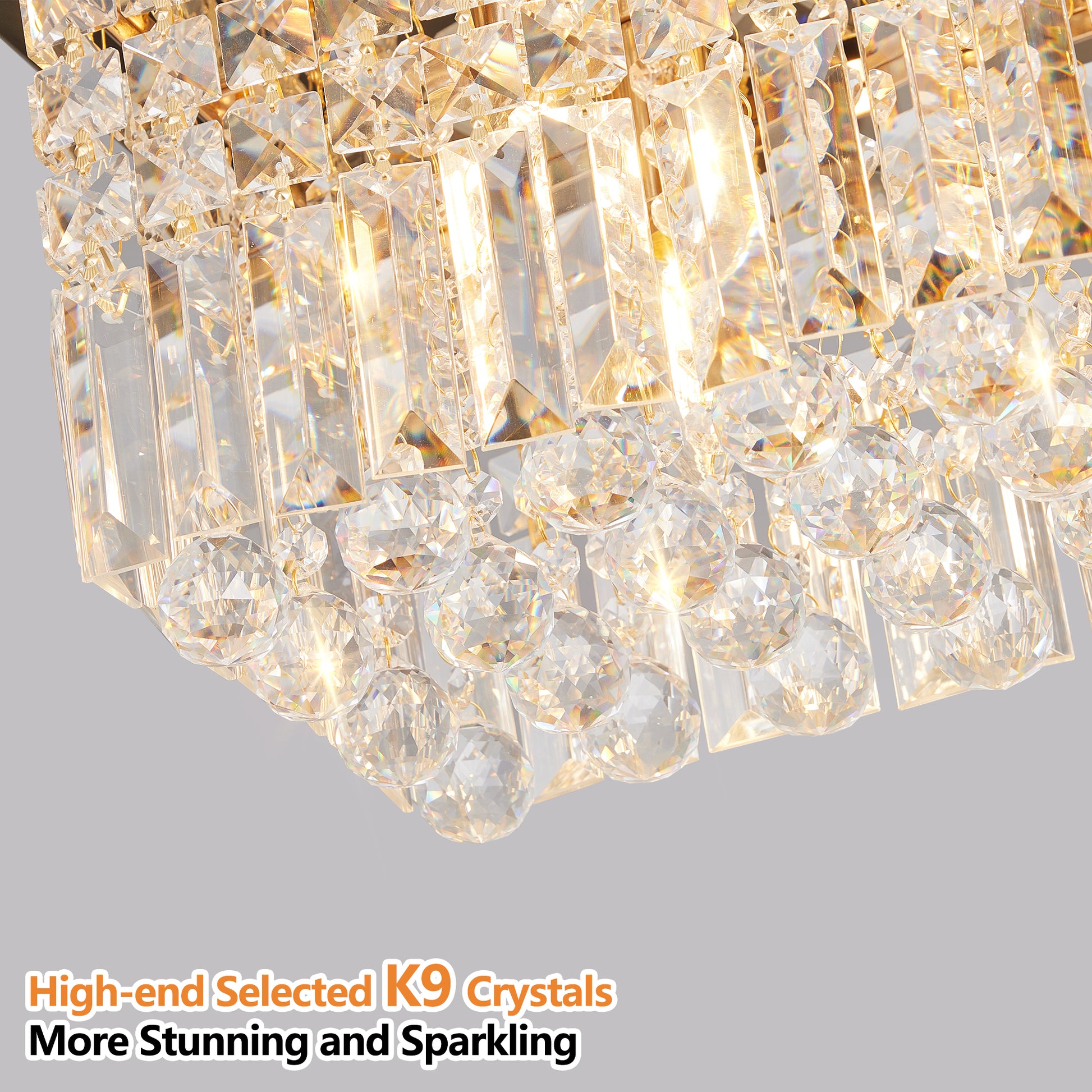39.4" 8-Light Gold Raindrop Crystal Chandelier - view 7