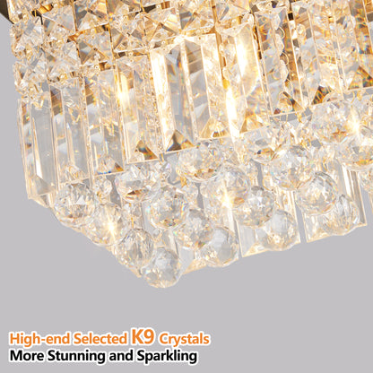39.4" 8-Light Gold Raindrop Crystal Chandelier - view 7