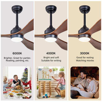 52" Black Reversible Ceiling Fan with Light - view 9