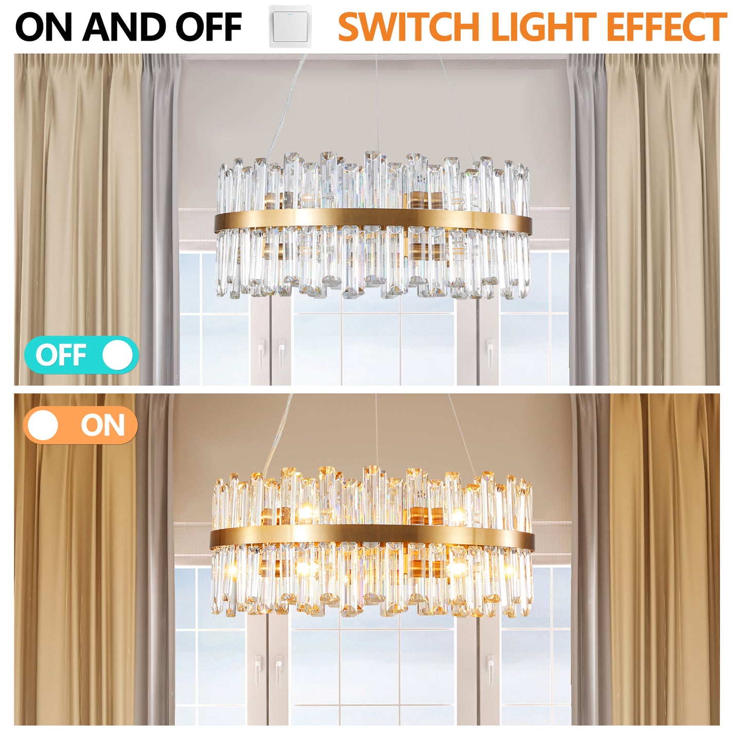 23.6" Modern Gold Crystal Chandelier - view 6