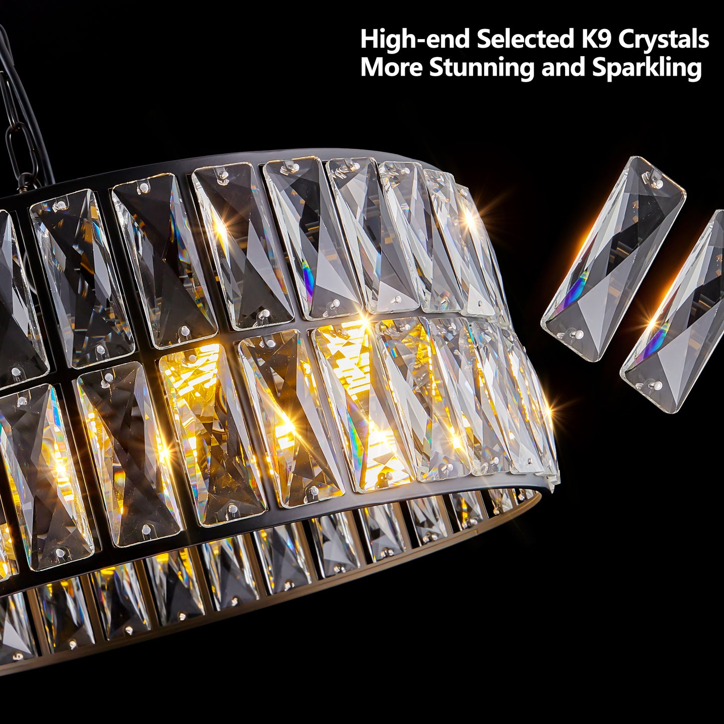 18" 6-Light Black Crystal Drum Chandelier - view 7