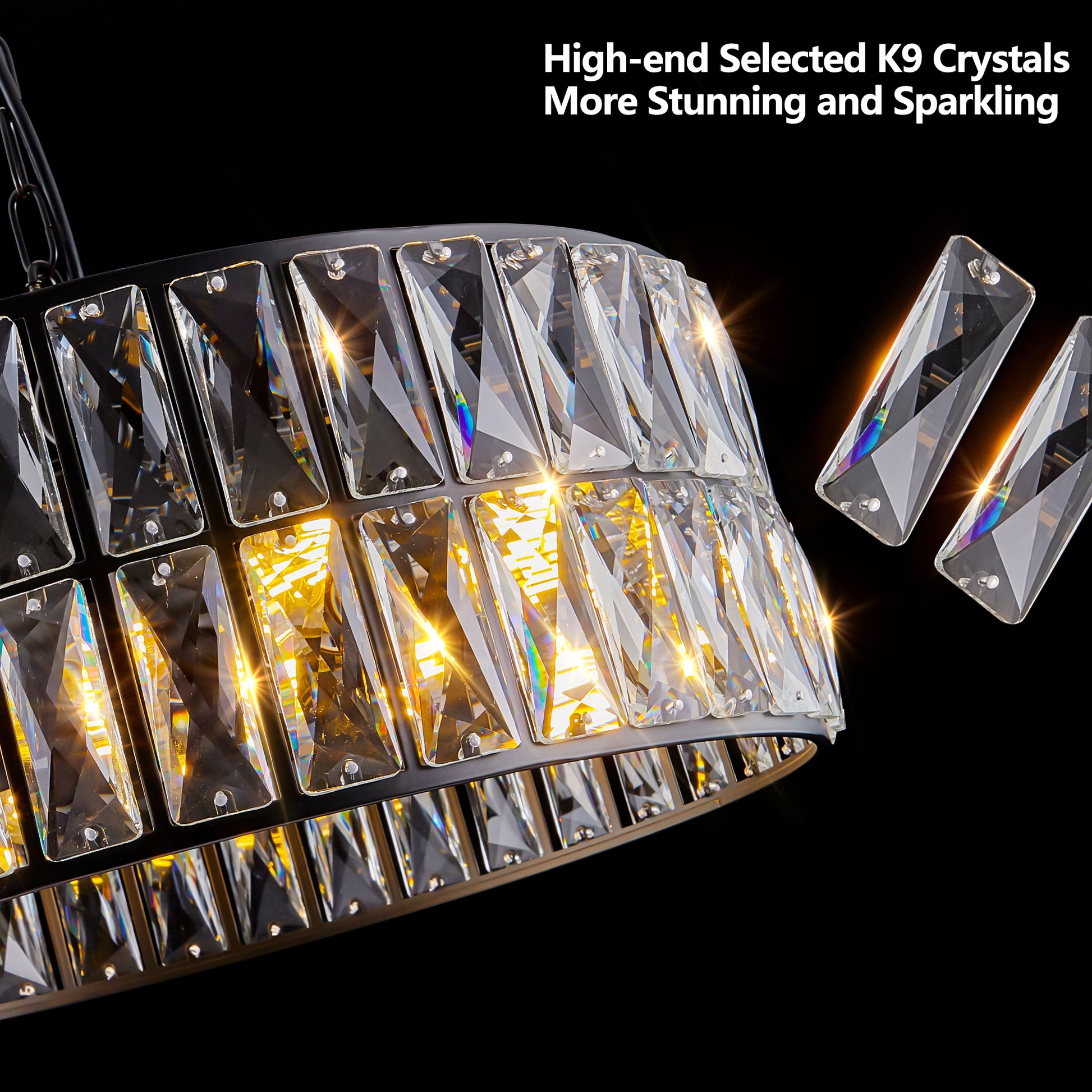 18" 6-Light Black Crystal Drum Chandelier - view 7