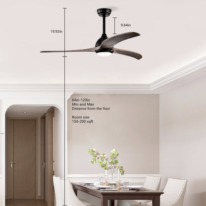 52" Matte Black Solid Wood Ceiling Fan with Remote - view 8