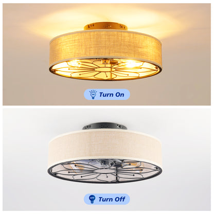 20" Lotus Fabric Farmhouse Bladeless Ceiling Fan with Remote - view 10