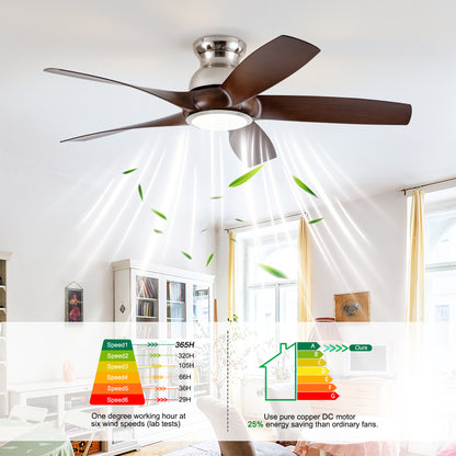 56" Nickel & Wood Ceiling Fan with Remote - view 10