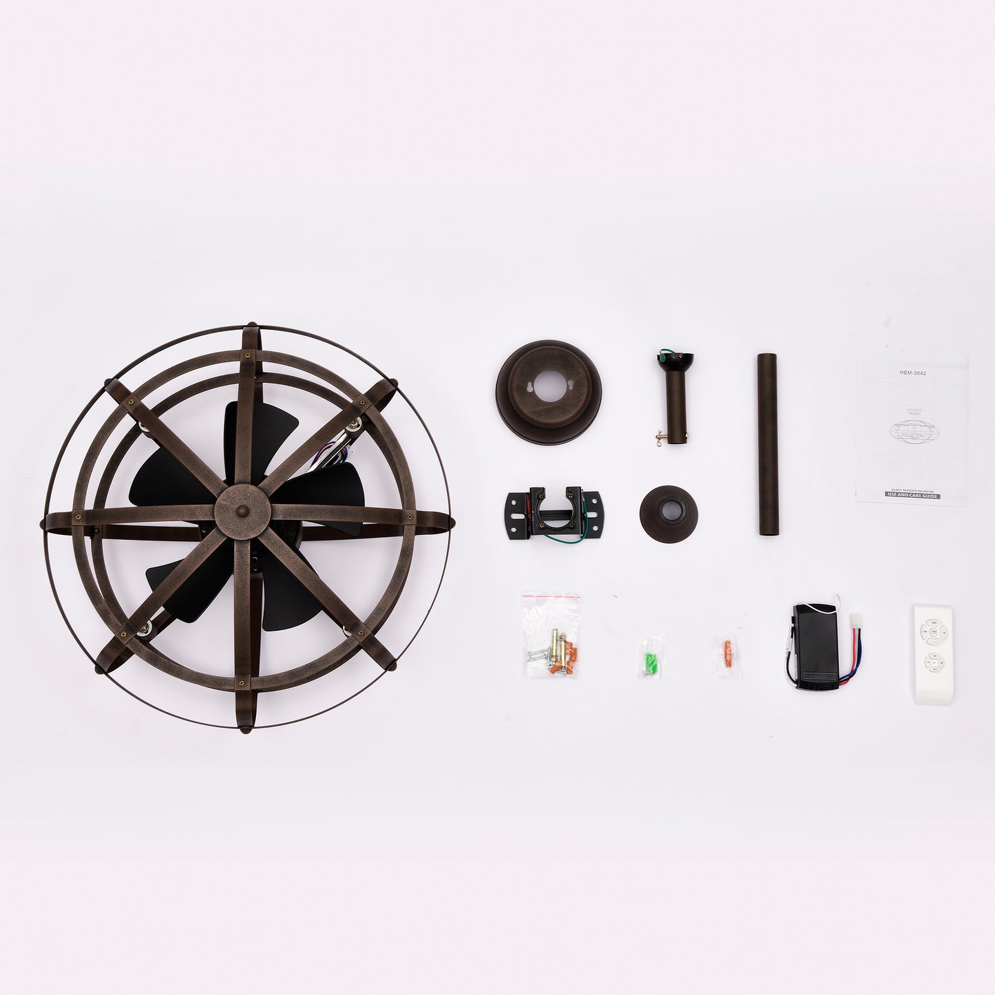 20.63" Rust Red Caged Ceiling Fan with Remote - view 17