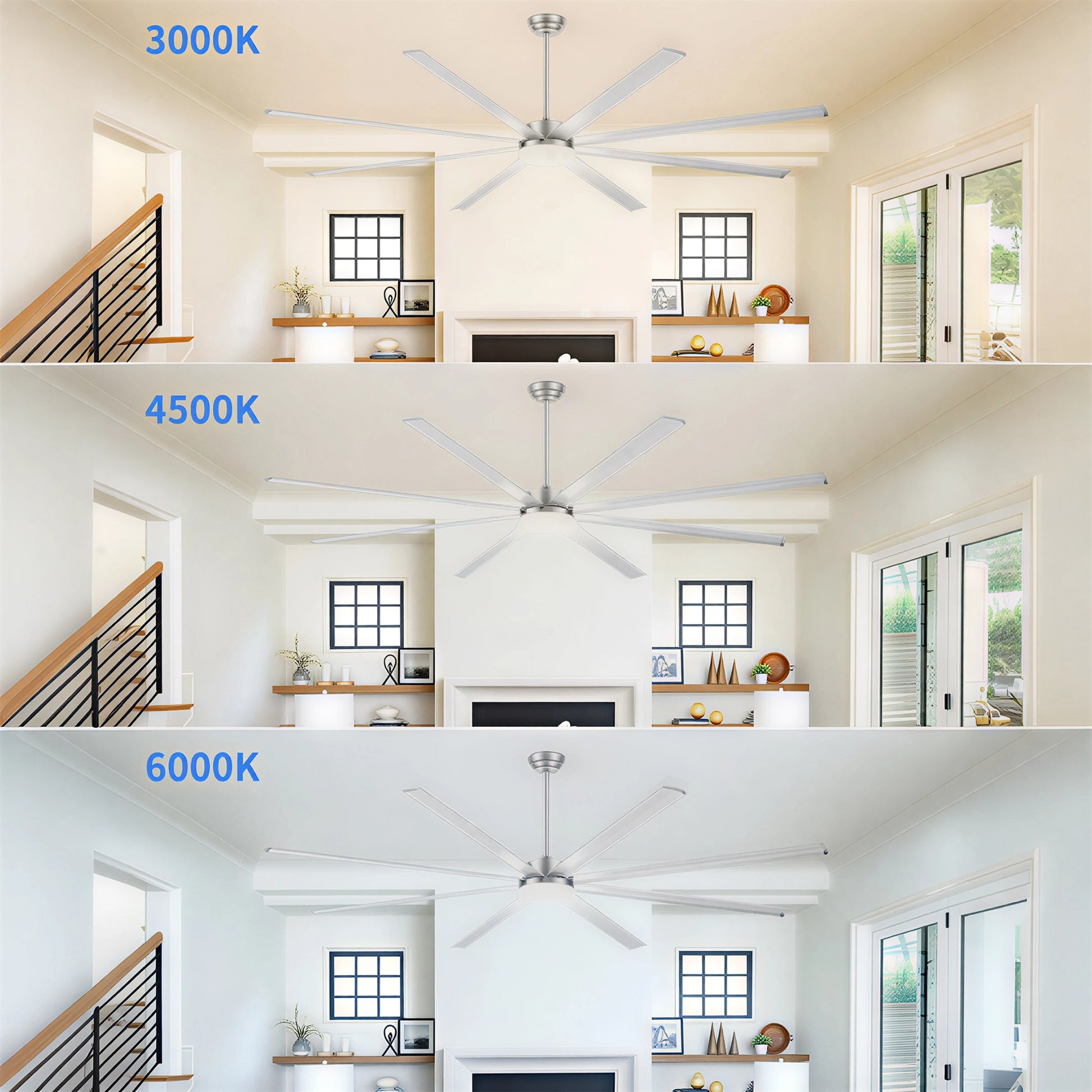 96" Silver Industrial Ceiling Fan with Light & Remote - view 16
