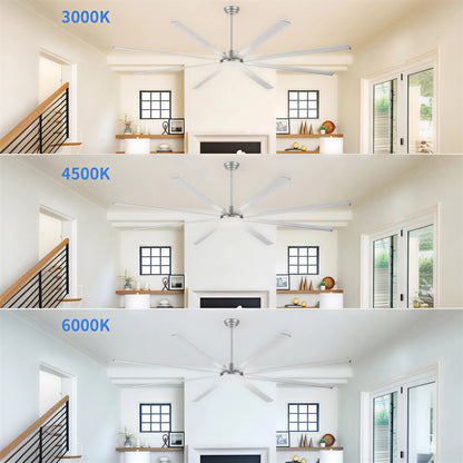 96" Silver Industrial Ceiling Fan with Light & Remote - view 16