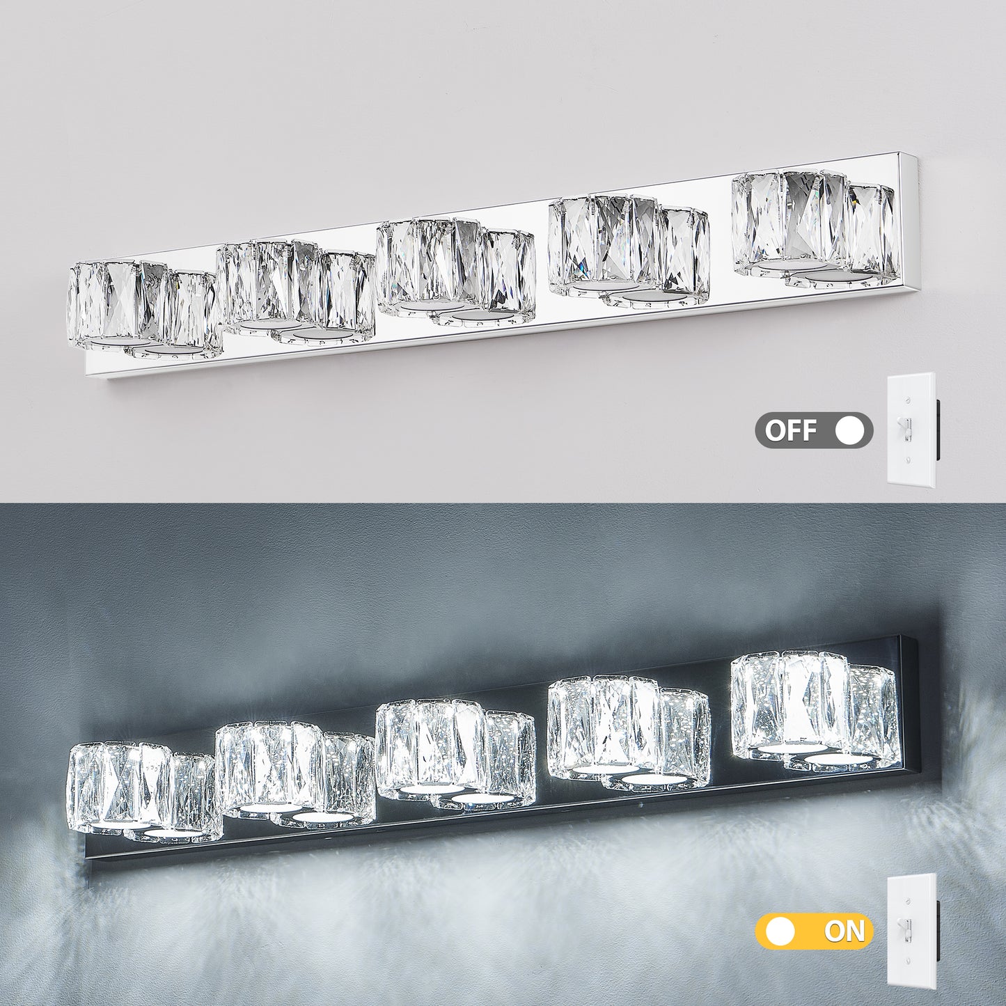 35" 5-Light Chrome Crystal LED Vanity Light - view 9