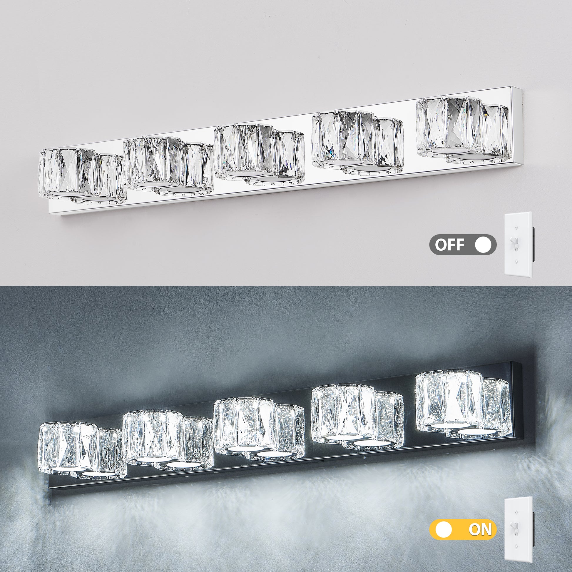 35" 5-Light Chrome Crystal LED Vanity Light - view 9
