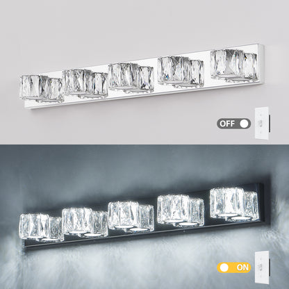 35" 5-Light Chrome Crystal LED Vanity Light - view 9