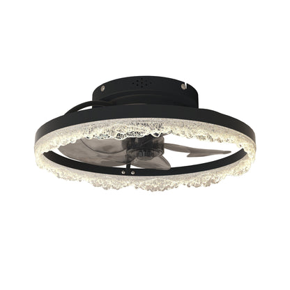 16" Black Crystal Ring Flush Mount Ceiling Fan with Remote - view 9