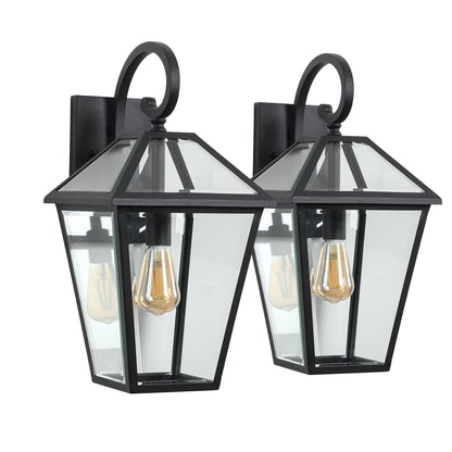 10" Black Outdoor Wall Lantern with Clear Glass, Set of 2 - view 10