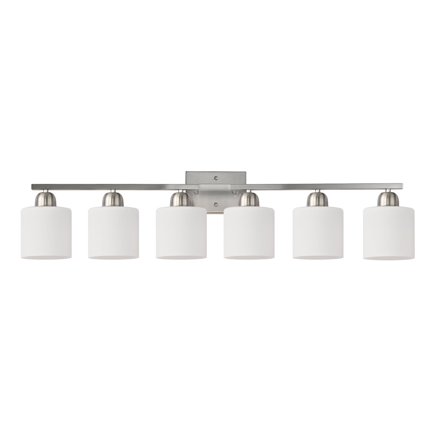 38" 6-Light Nickel Vanity Light with Milk Glass Shades - view 9