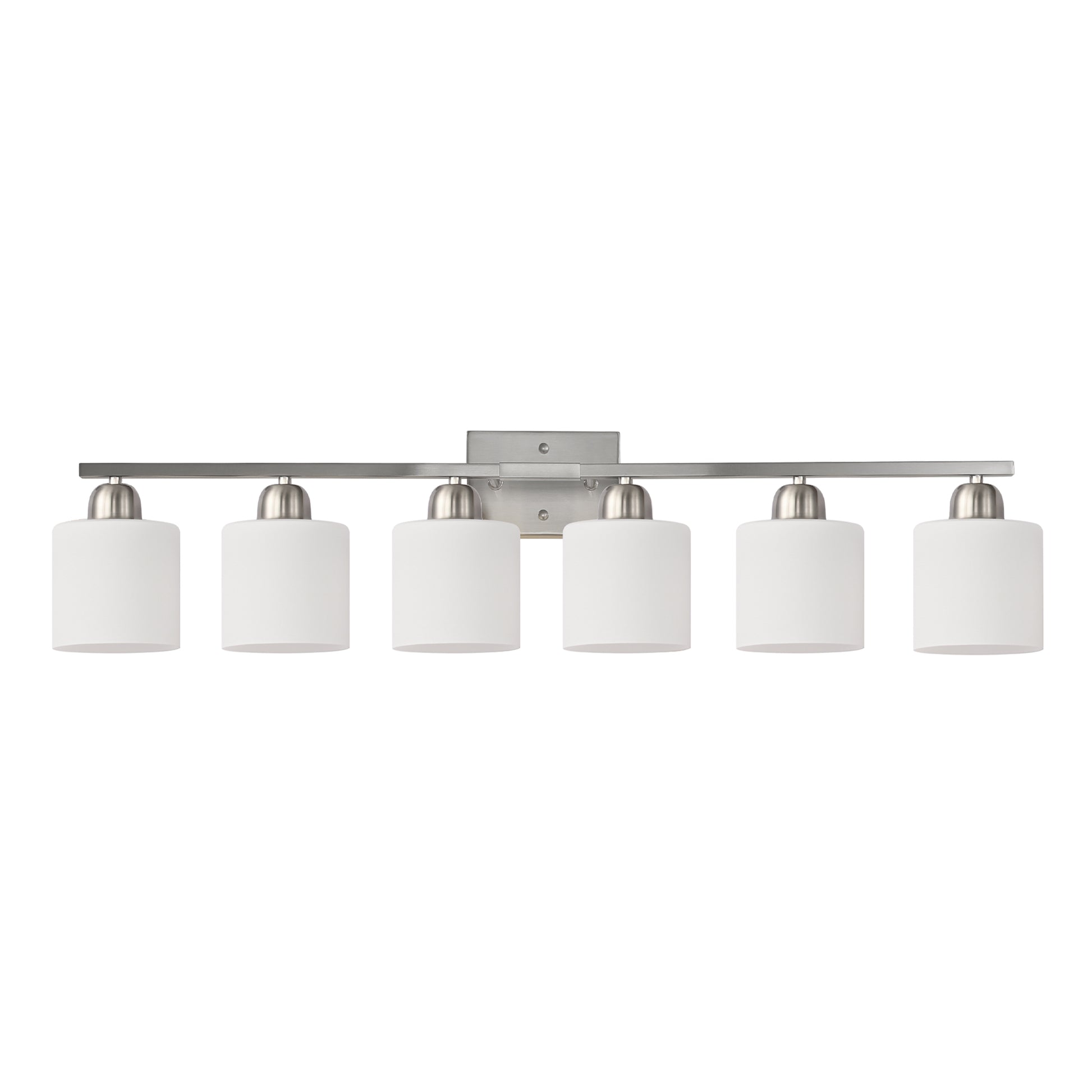 38" 6-Light Nickel Vanity Light with Milk Glass Shades - view 9