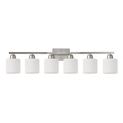 38" 6-Light Nickel Vanity Light with Milk Glass Shades - view 9
