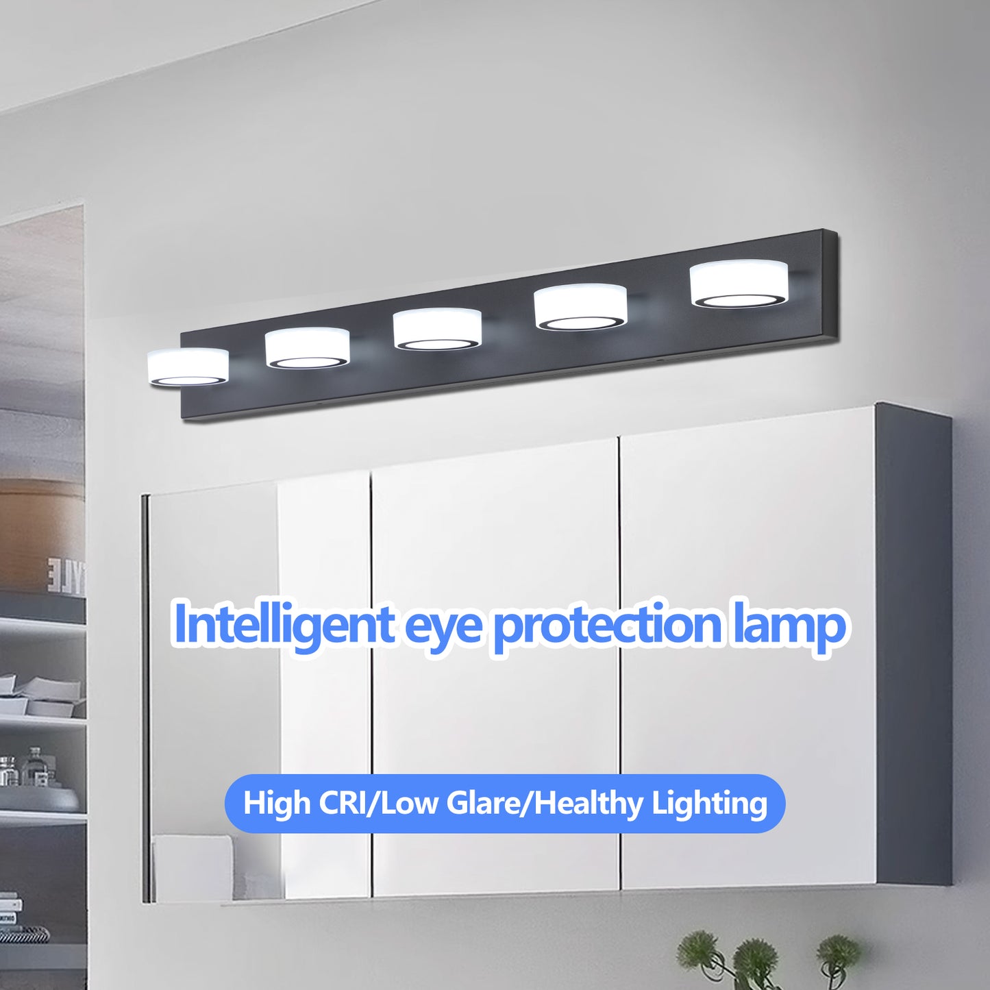 37" 5-Light Black LED Vanity Wall Light - view 8