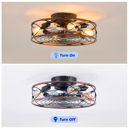 20" Matte Black Caged Ceiling Fan with Remote - view 9