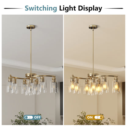9-Light Gold Chandelier with Clear Glass Shades - view 6